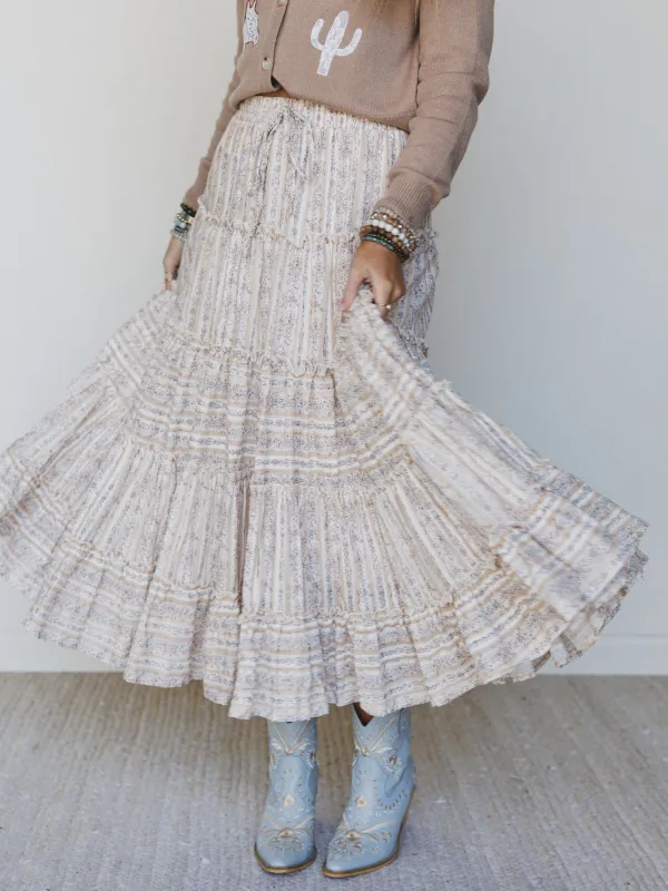 Frolic Fancy Maxi Skirt - Latte made by easel