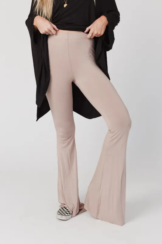 Cher Solid Raw Edge Flare Pant - Mocha made by Three Bird Nest