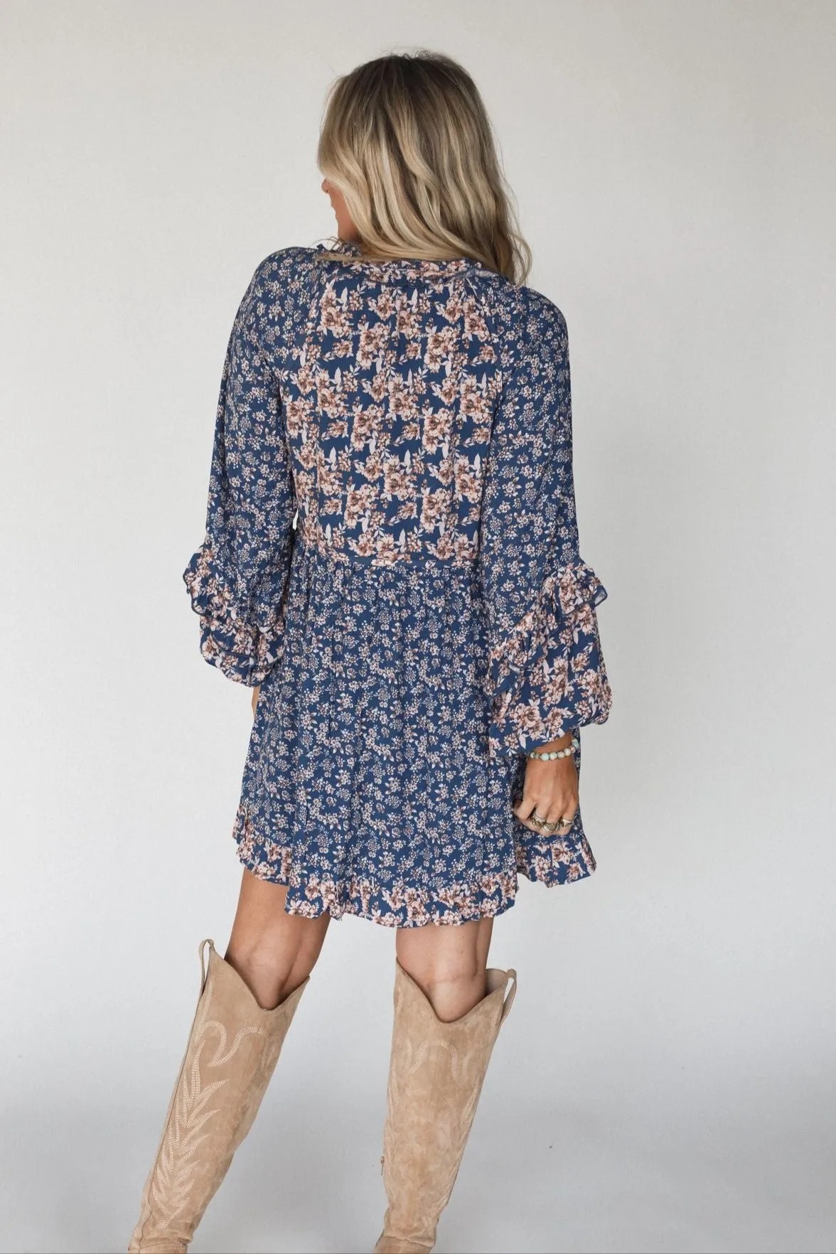 Alvina Floral Dress - Navy sold by Three Bird Nest product image thumbnail 5