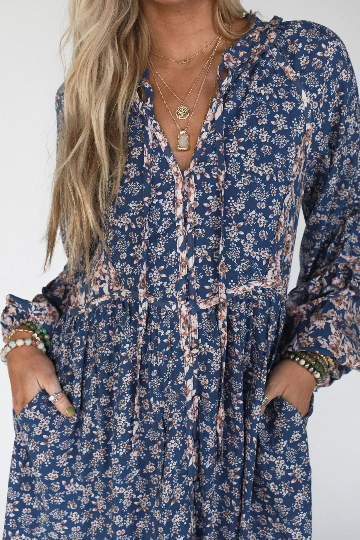 Alvina Floral Dress - Navy sold by Three Bird Nest product image thumbnail 2