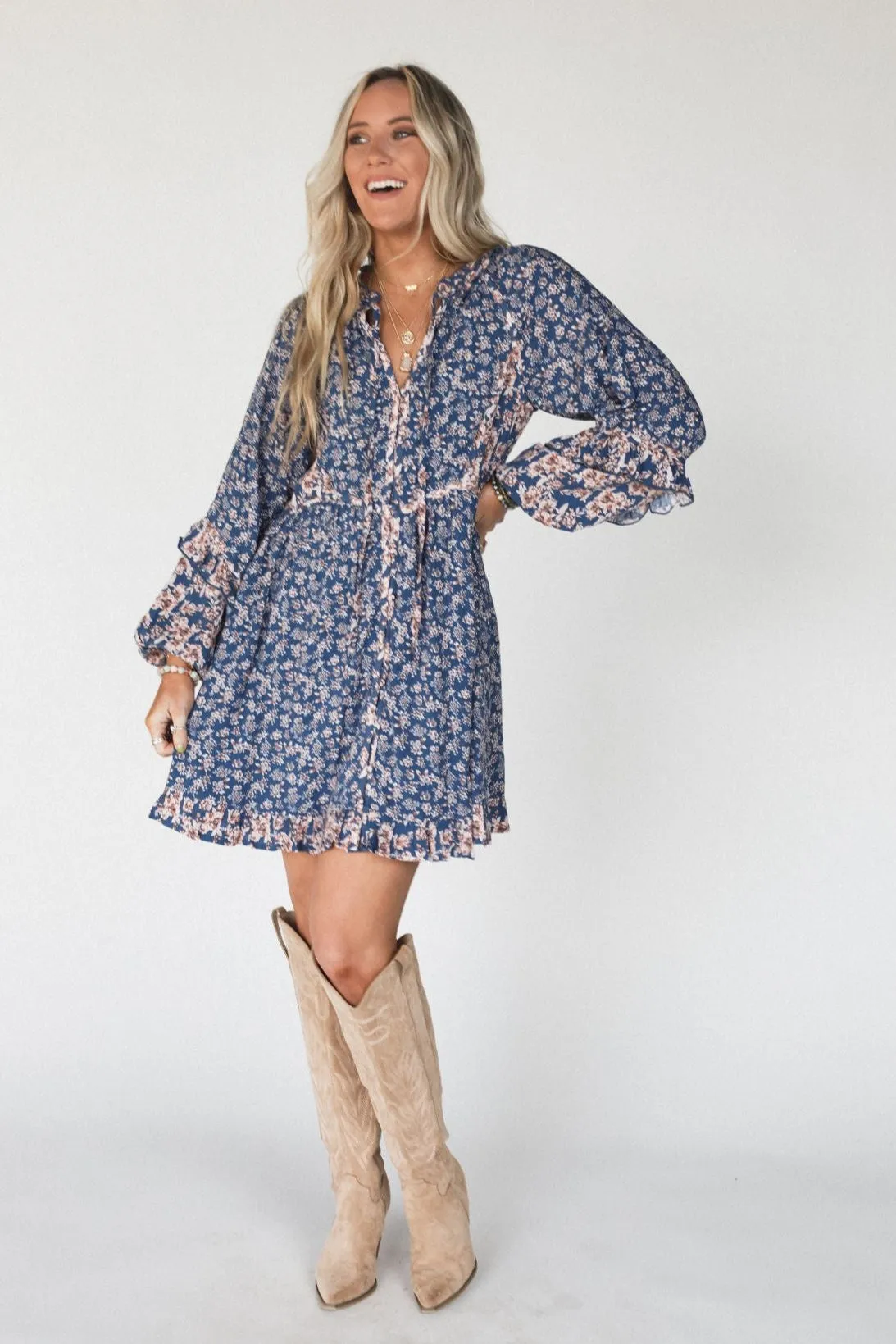 Alvina Floral Dress - Navy sold by Three Bird Nest product image thumbnail 4