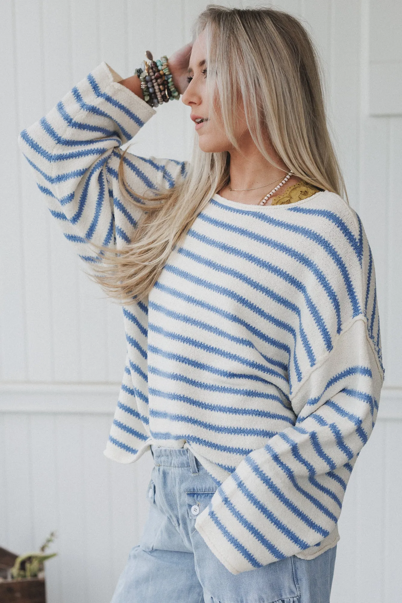 All My Stripes Oversized Sweater - Blue sold by Three Bird Nest product image thumbnail 2