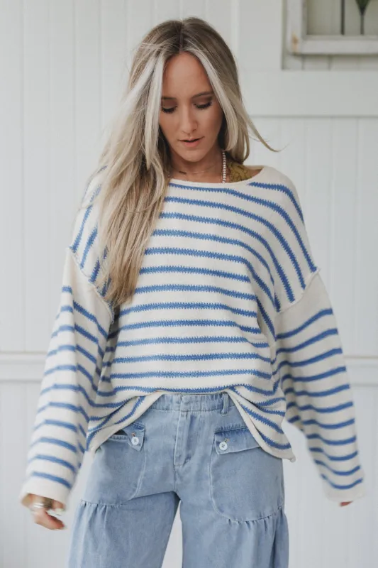All My Stripes Oversized Sweater - Blue made by Promesa