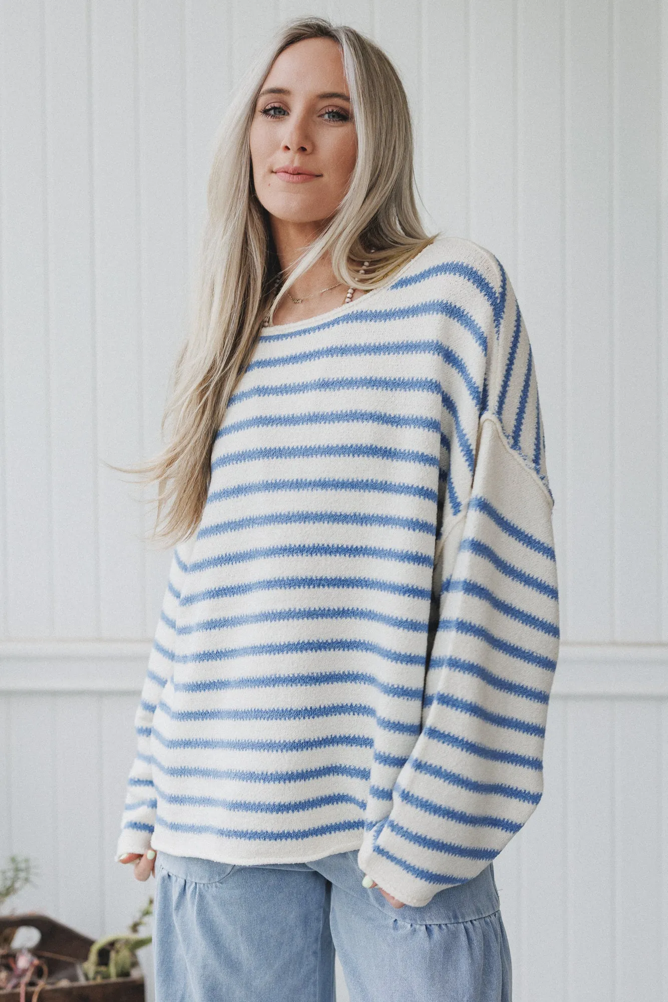 All My Stripes Oversized Sweater - Blue sold by Three Bird Nest product image thumbnail 3