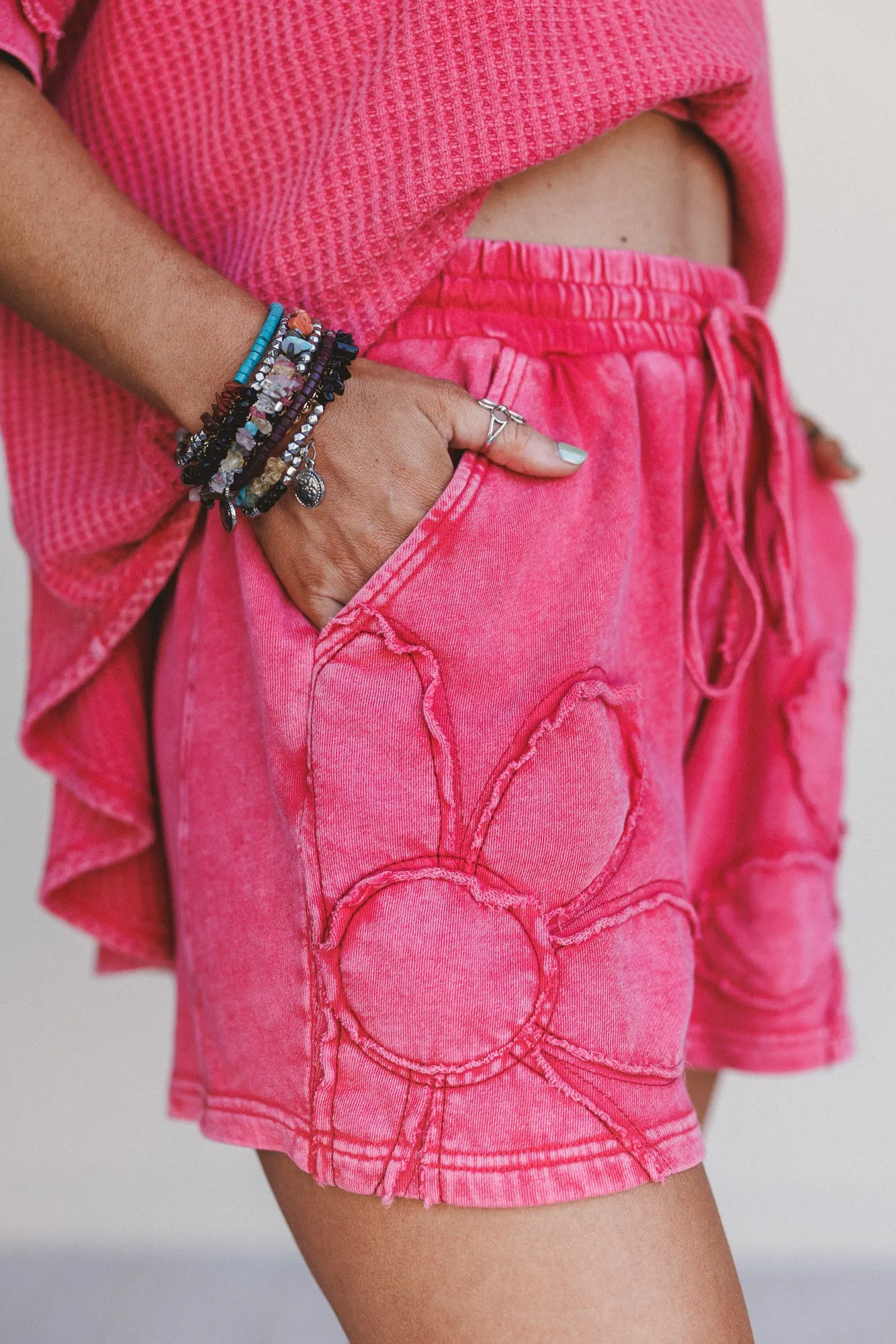 Daisy Days Patchwork Shorts - Red sold by Three Bird Nest product image thumbnail 2