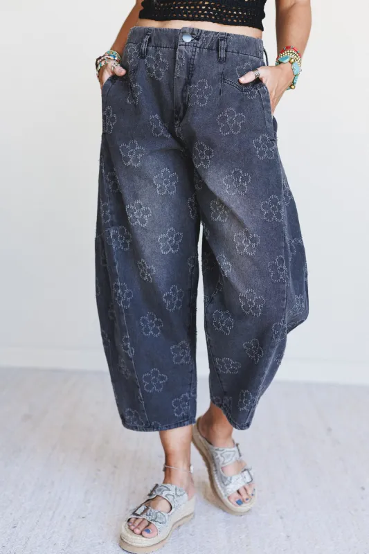 Blossom Trail Barrel Jeans - Black sold by Three Bird Nest