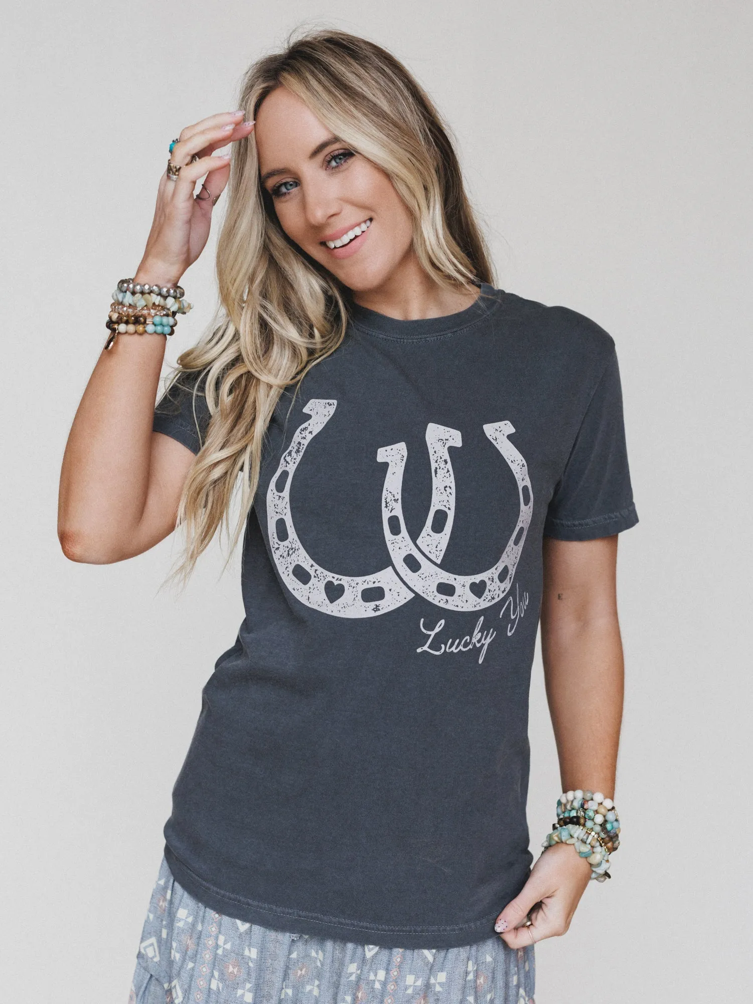 The Nest Lucky You Graphic Tee - Pepper sold by Three Bird Nest product image thumbnail 5