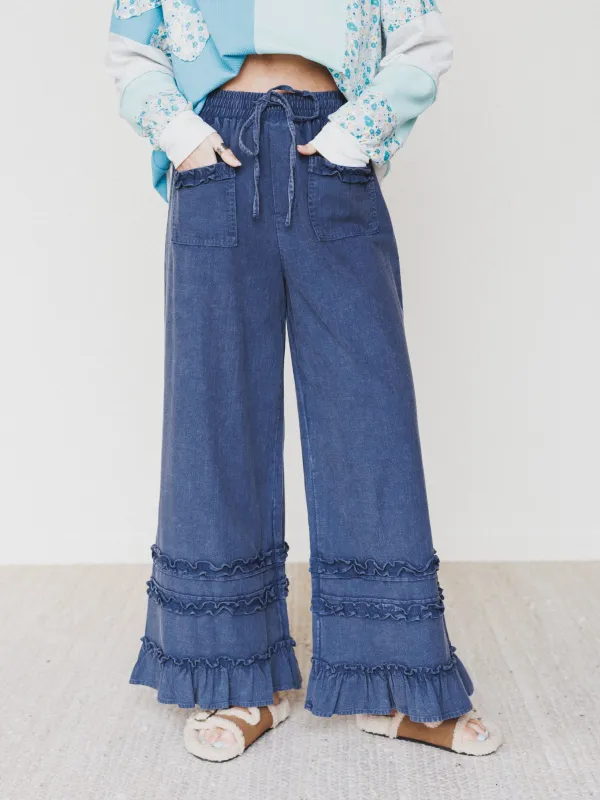 Chase The Horizon Ruffle Pants - New Blueberry made by mittoshop