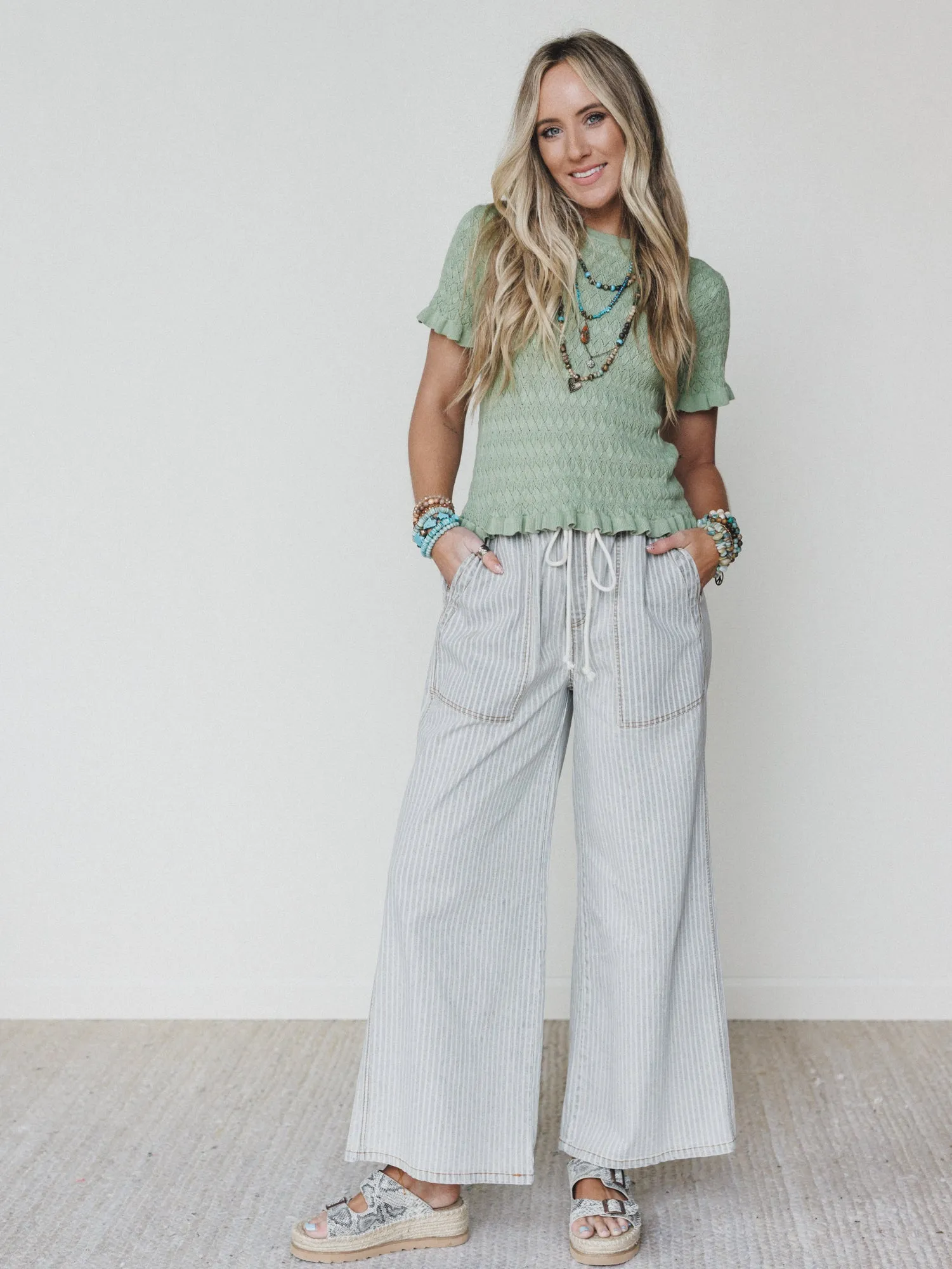 Away at Sea Striped Pants - Washed Black sold by Three Bird Nest product image thumbnail 4
