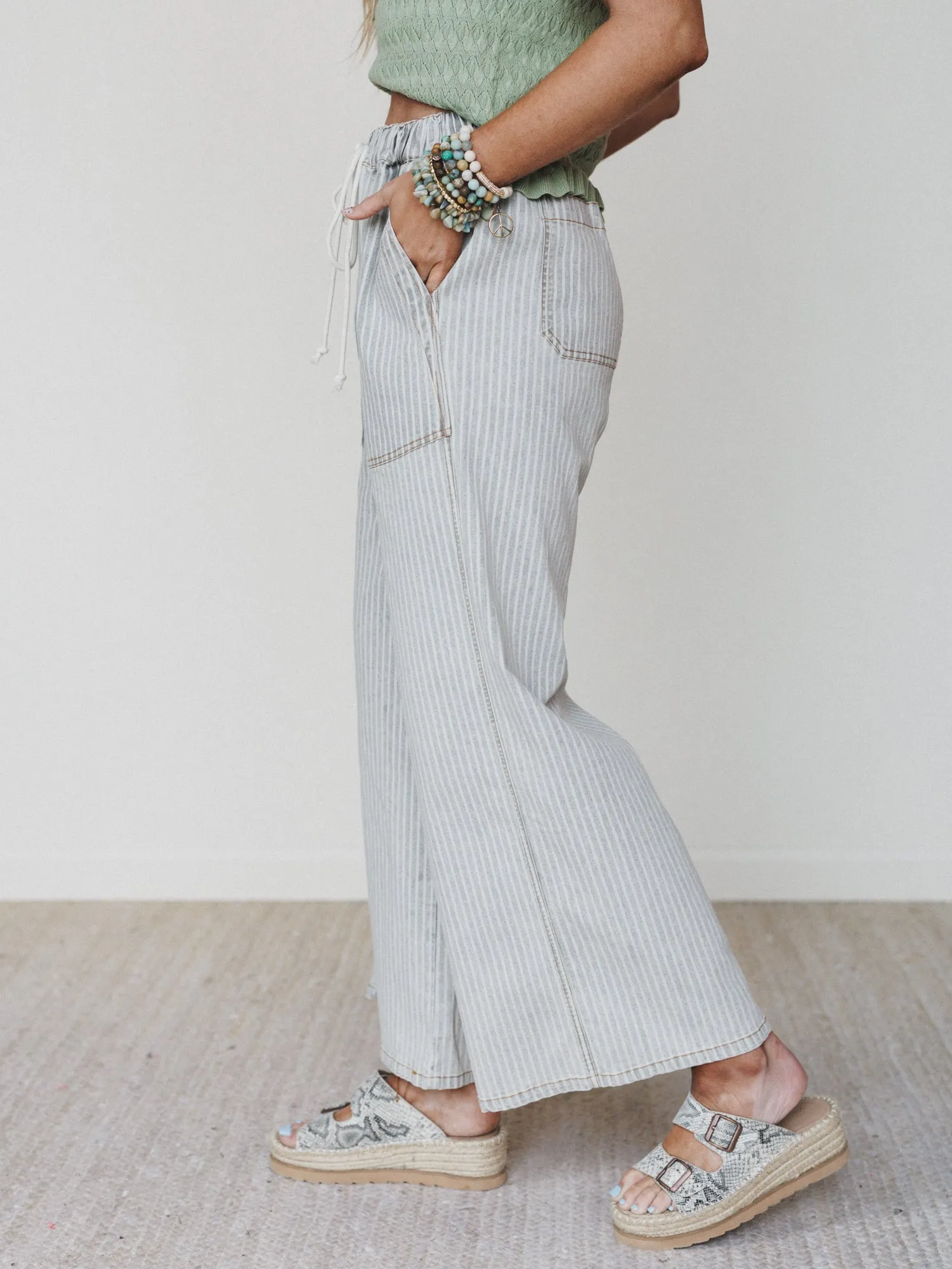 Away at Sea Striped Pants - Washed Black sold by Three Bird Nest product image thumbnail 2