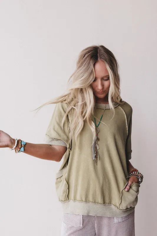 Citrus Skies Pullover Top - Olive sold by Three Bird Nest