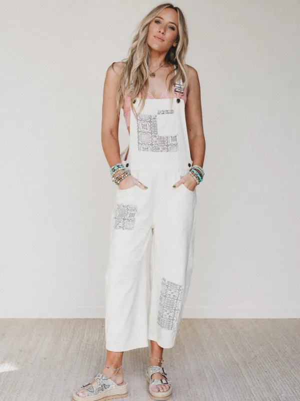 The Nest Easy Sunday Overalls - Ecru sold by Three Bird Nest