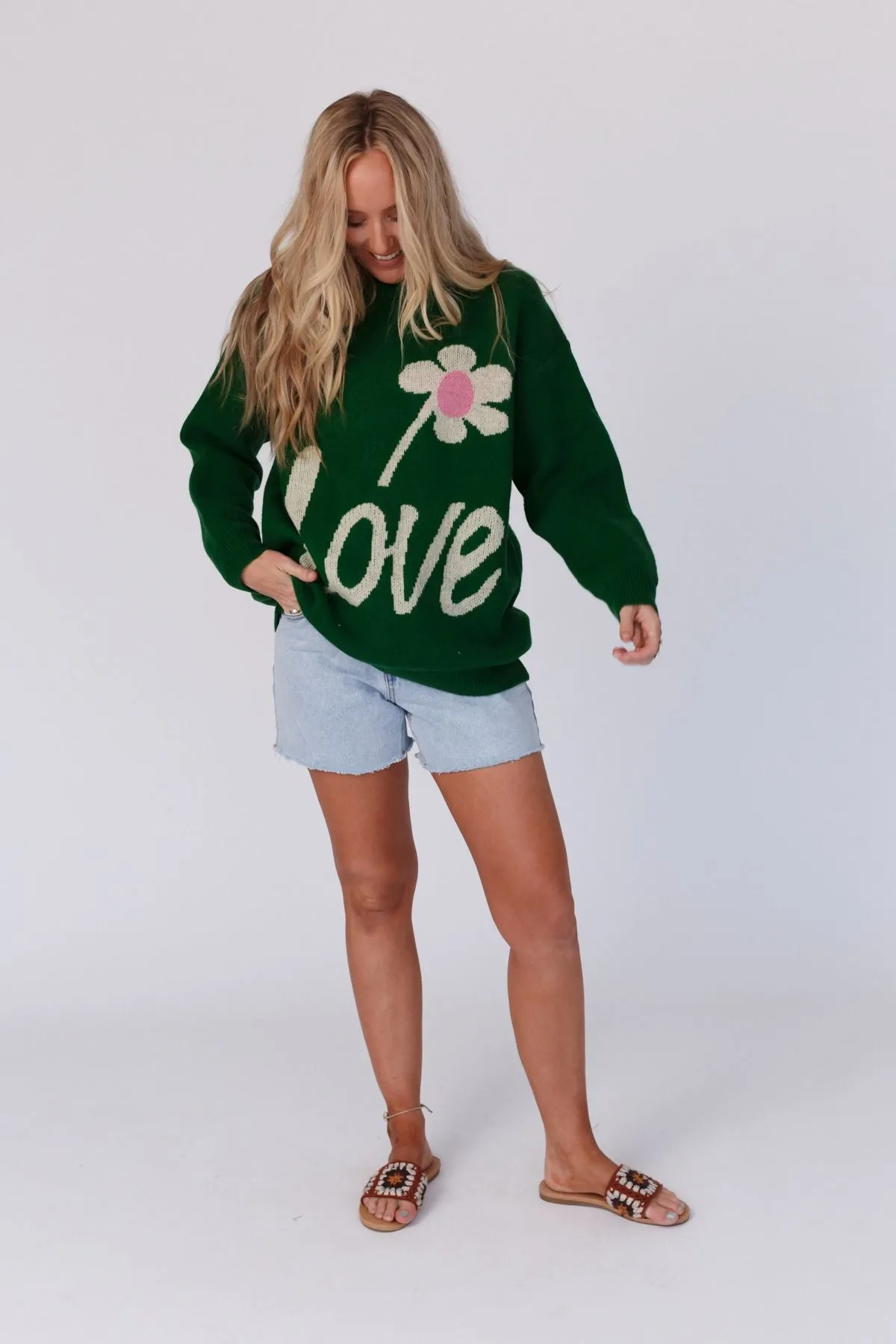Pop Of Love Sweater - Green sold by Three Bird Nest product image thumbnail 4