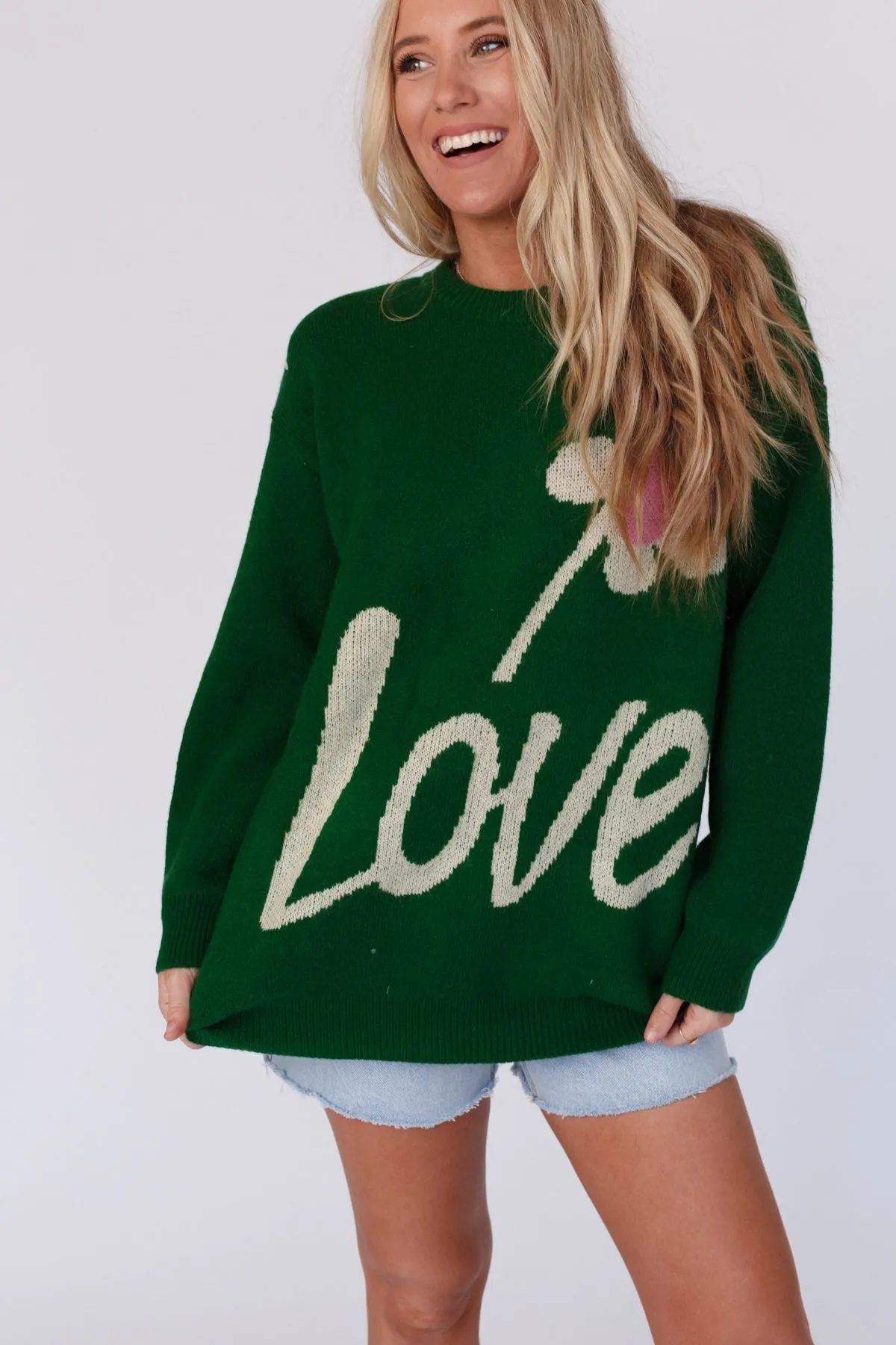 Pop Of Love Sweater - Green sold by Three Bird Nest product image thumbnail 5