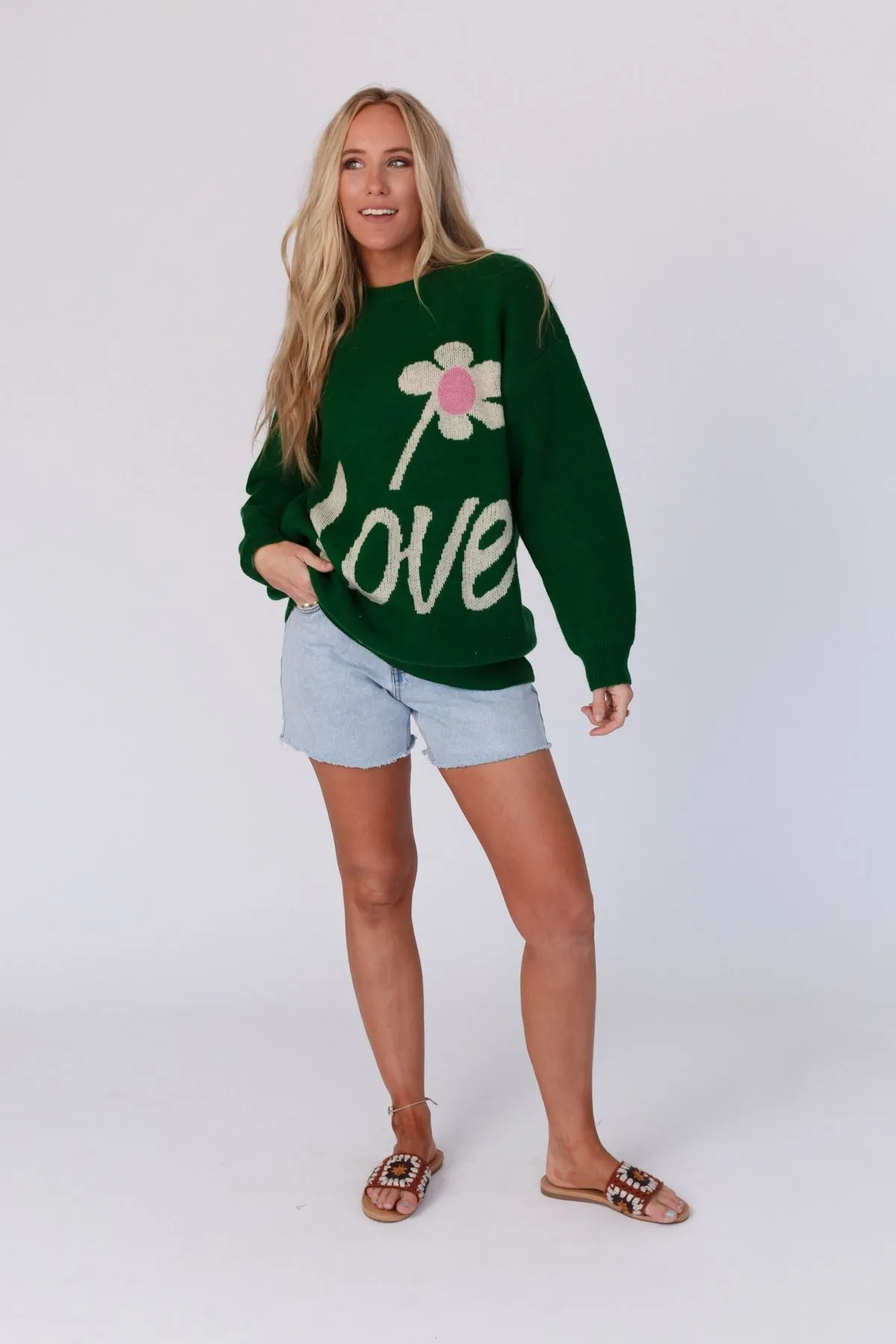 Pop Of Love Sweater - Green sold by Three Bird Nest product image thumbnail 3
