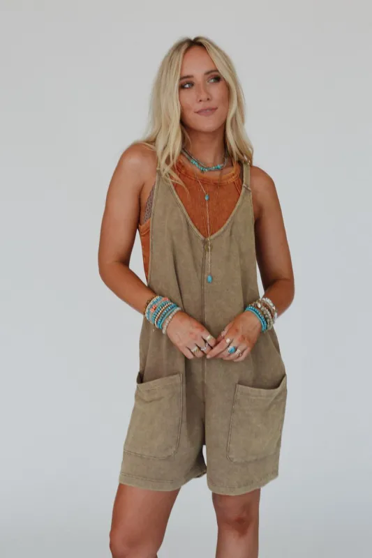 Nomad Nights Slouchy Romper - Mocha made by Zenana