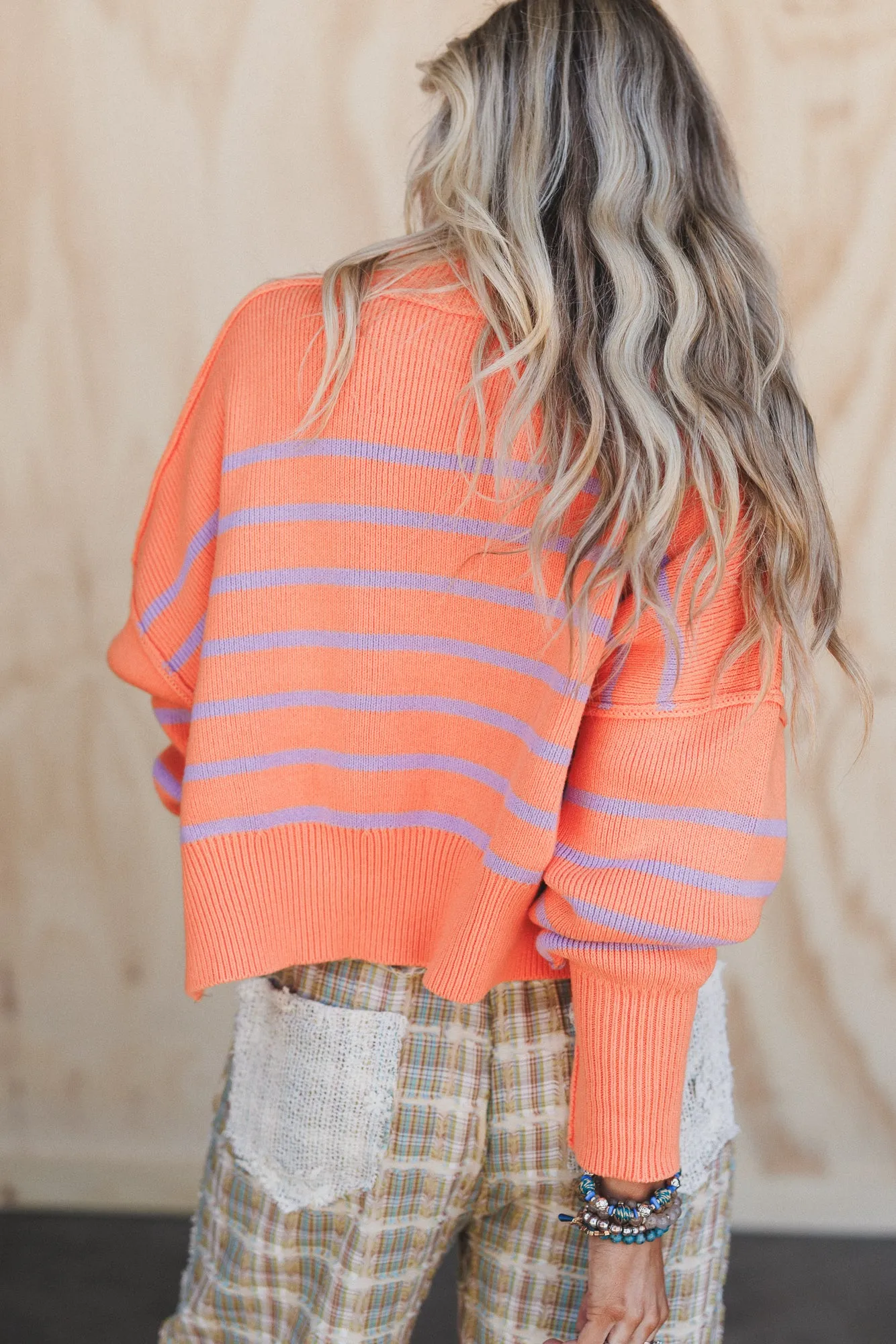 Dream On Striped Sweater - Orange sold by Three Bird Nest product image thumbnail 3