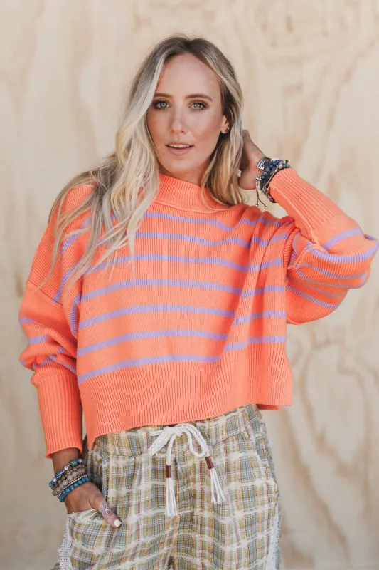 Dream On Striped Sweater - Orange made by Inloom