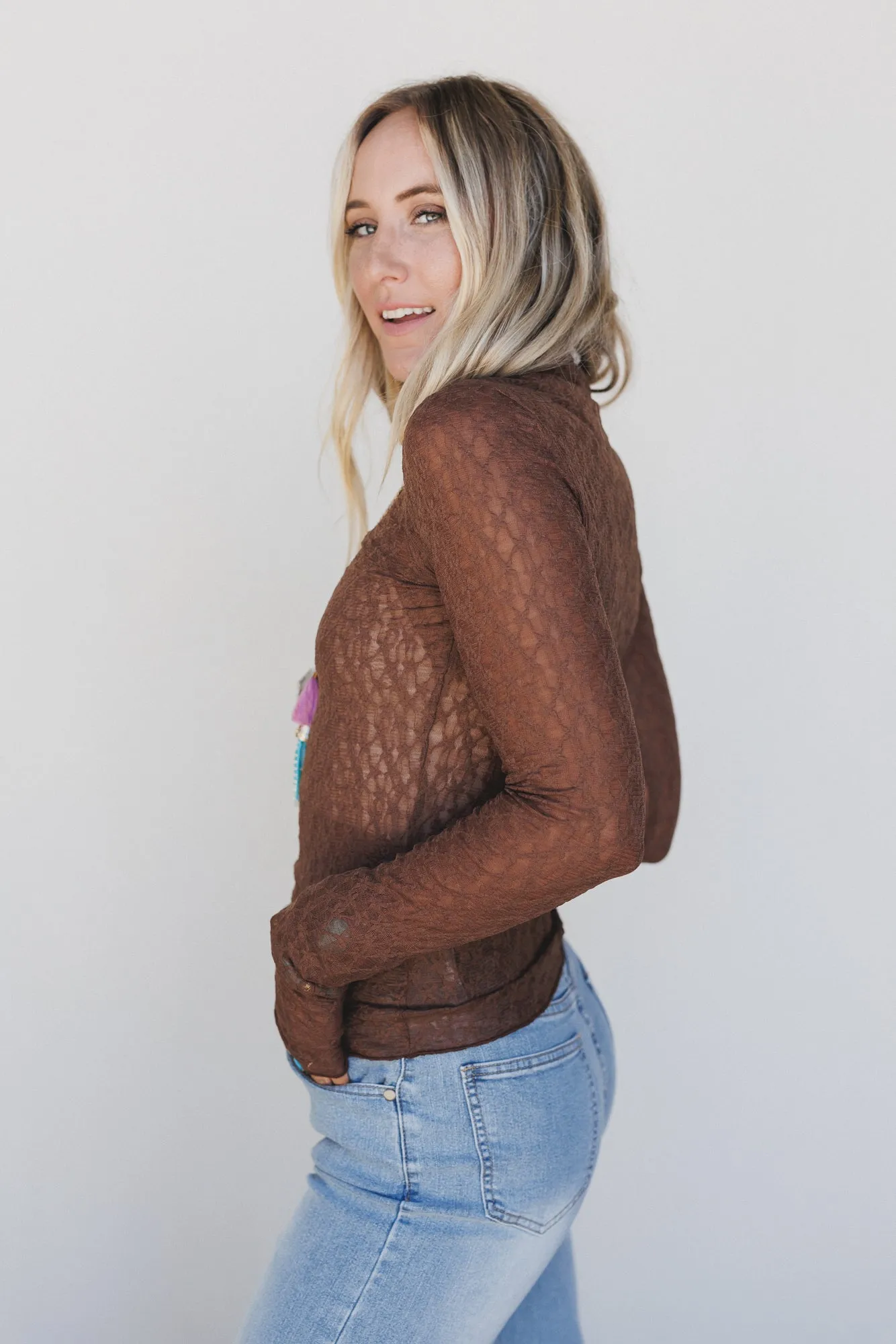 Just For Today Lace Top - Mocha sold by Three Bird Nest product image thumbnail 4