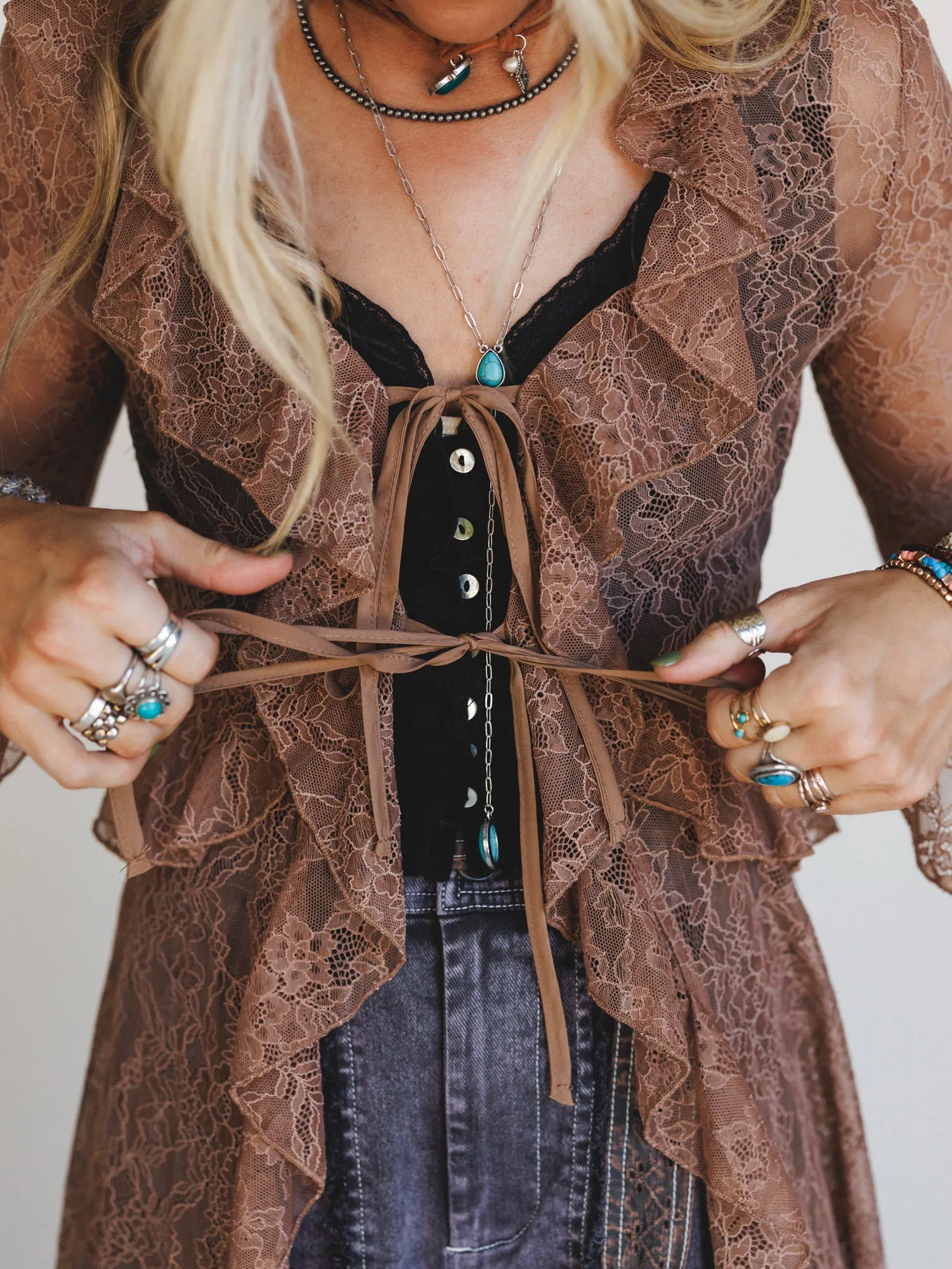 Western Winds Long Sleeve Duster - Mocha sold by Three Bird Nest product image thumbnail 5