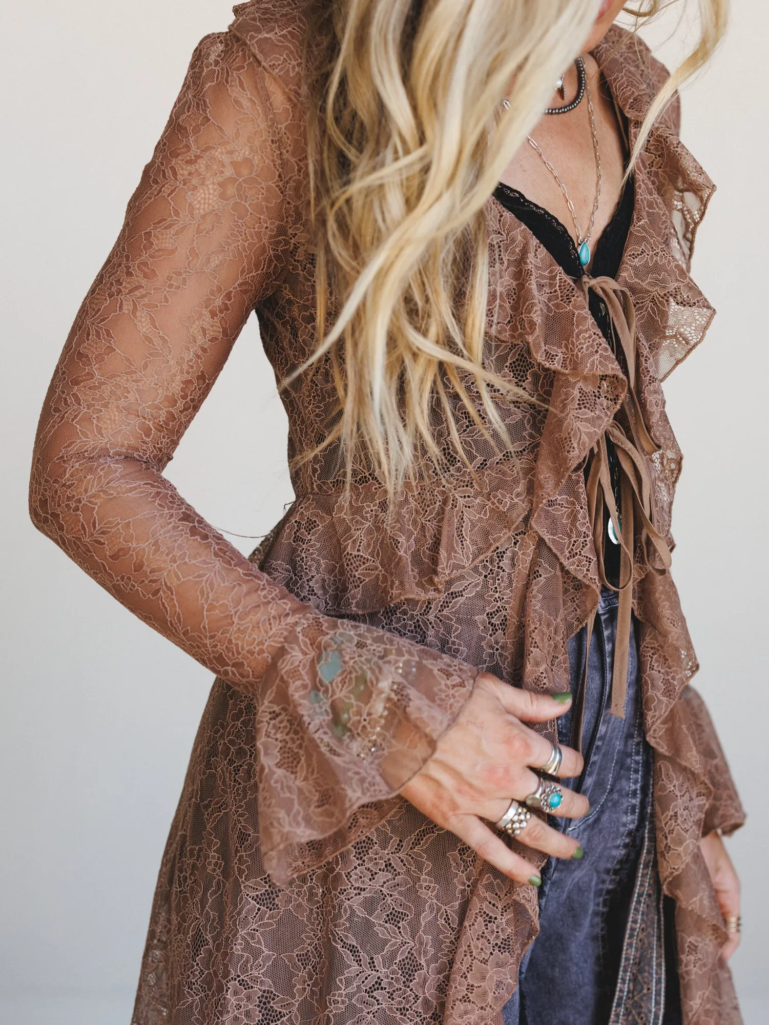Western Winds Long Sleeve Duster - Mocha sold by Three Bird Nest product image thumbnail 3