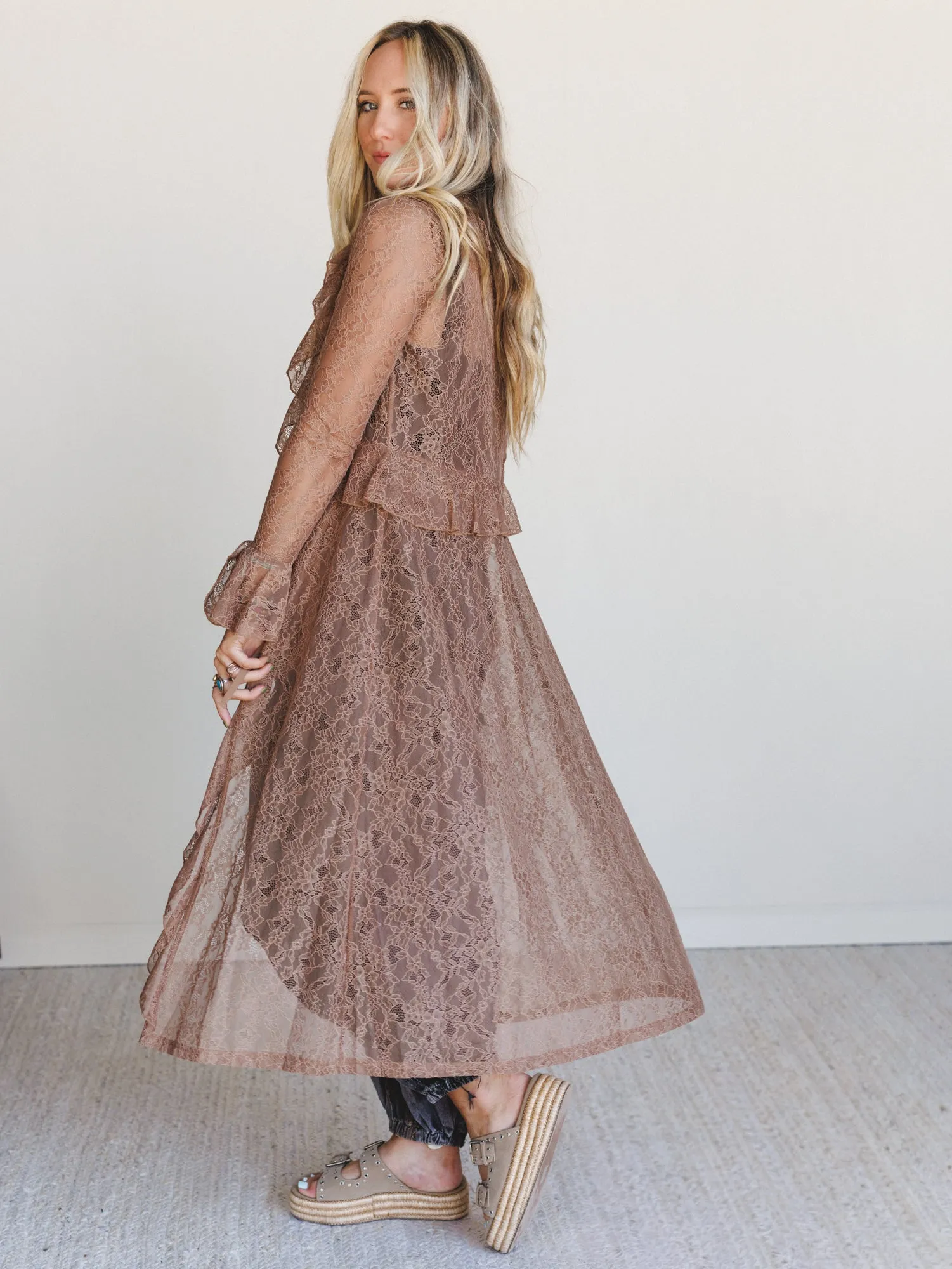 Western Winds Long Sleeve Duster - Mocha sold by Three Bird Nest product image thumbnail 4