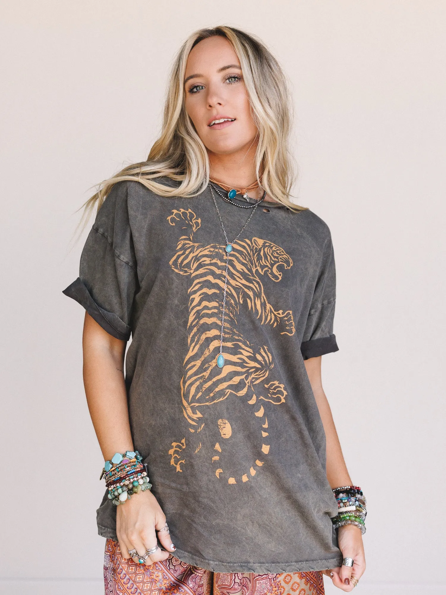 Wild Moves Tiger Graphic Tee - Charcoal sold by Three Bird Nest product image thumbnail 2