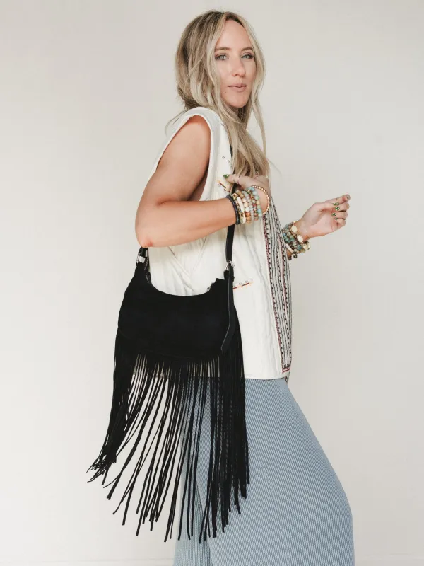 High West Fringe Bag - Black made by Fame Accessories
