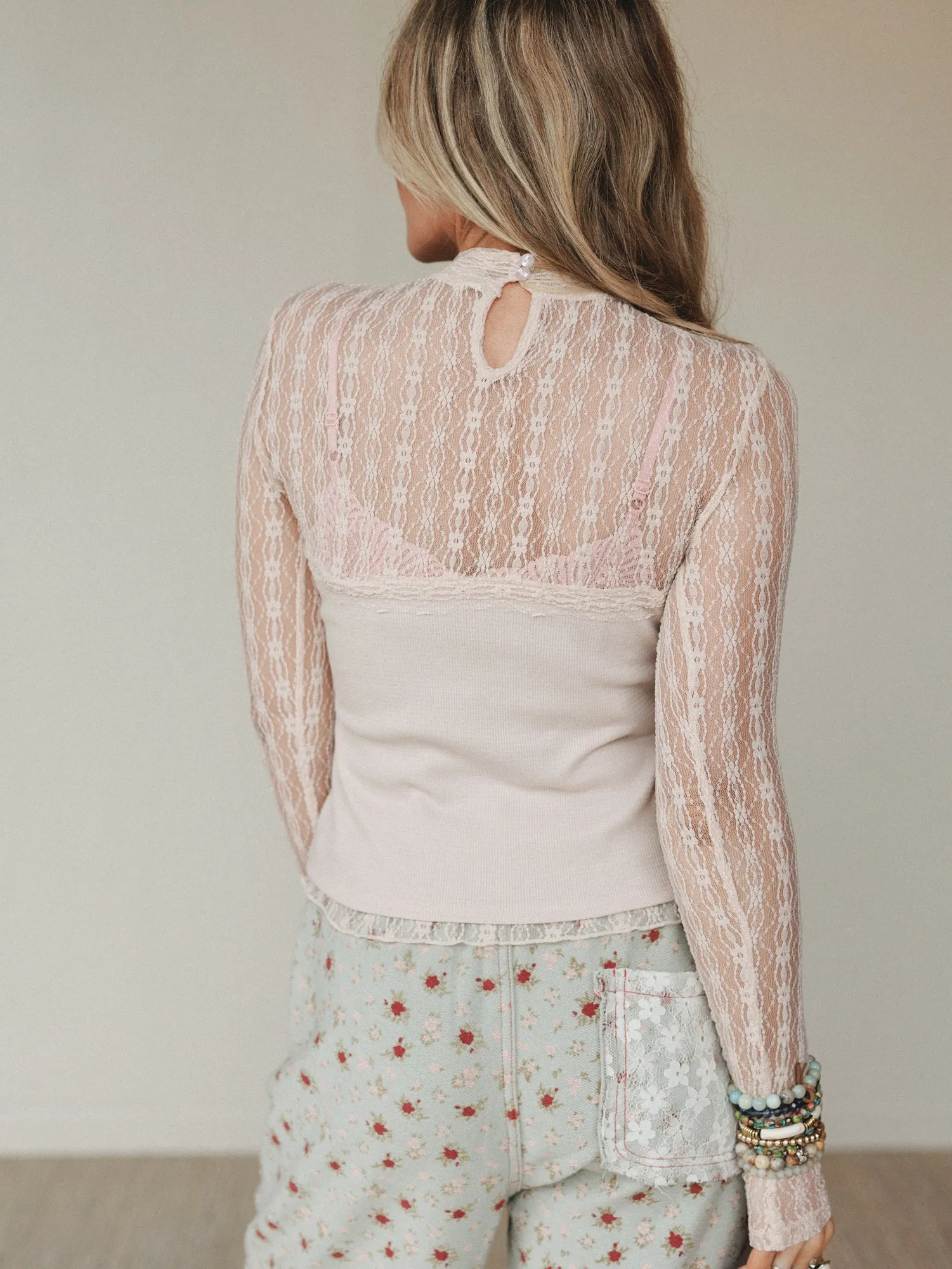 Soft Escape Lace Detail Top - Blush sold by Three Bird Nest product image thumbnail 4