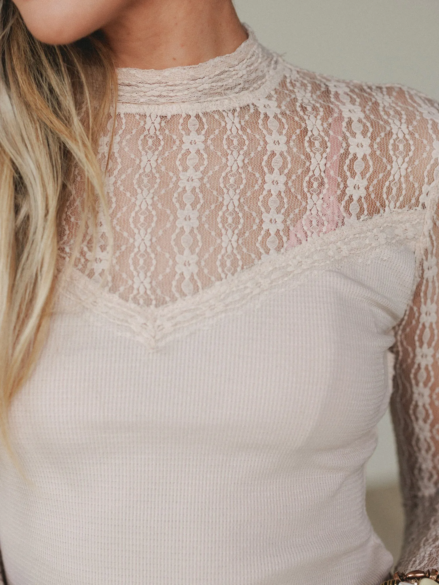 Soft Escape Lace Detail Top - Blush sold by Three Bird Nest product image thumbnail 3