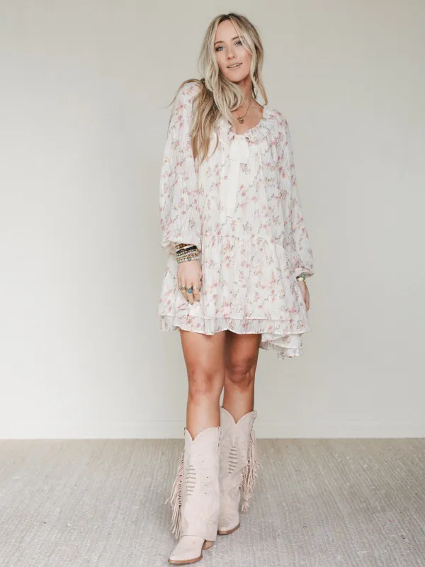 Beth Floral Print Dress - Cream sold by Three Bird Nest