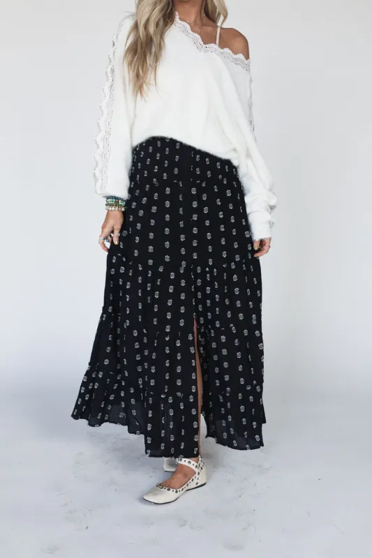 Starla Tiered Maxi Skirt - Black made by En Creme