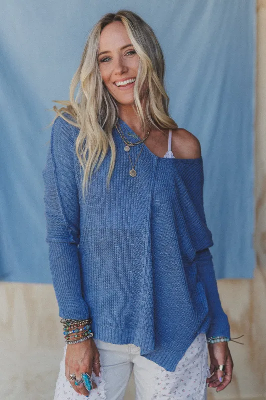 Moonlit Layers V Neck Top - Blue made by Bluivy