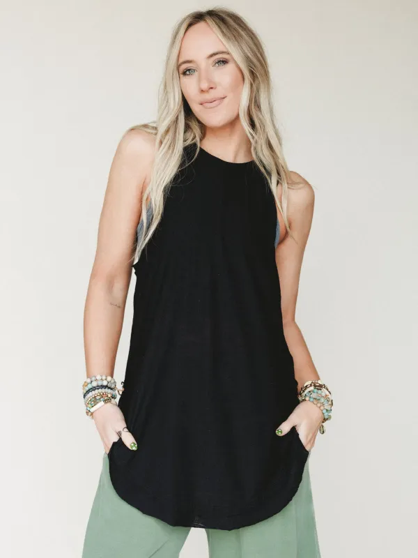 Easy Breeze High Neck Tank - Black made by Zenana