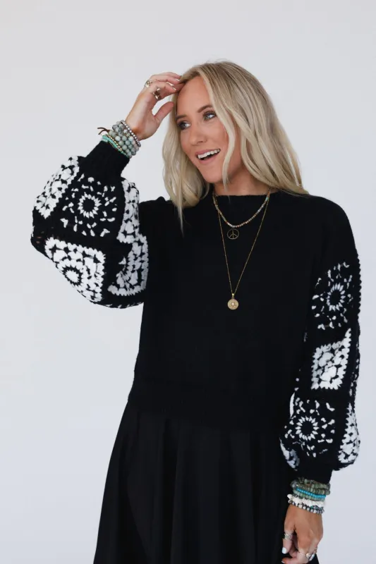 Soulful Stitch Crochet Sweater - Black made by AnnieWear