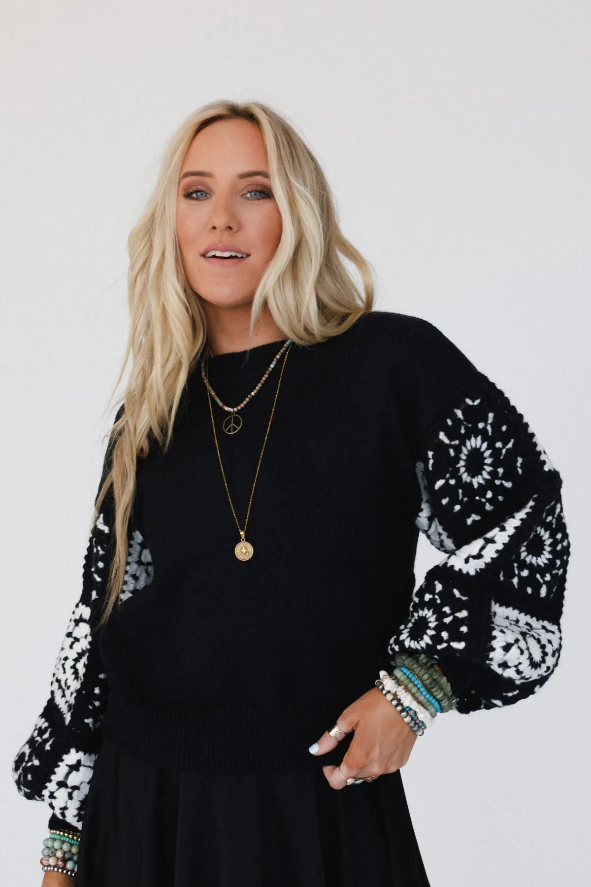 Soulful Stitch Crochet Sweater - Black sold by Three Bird Nest product image thumbnail 4