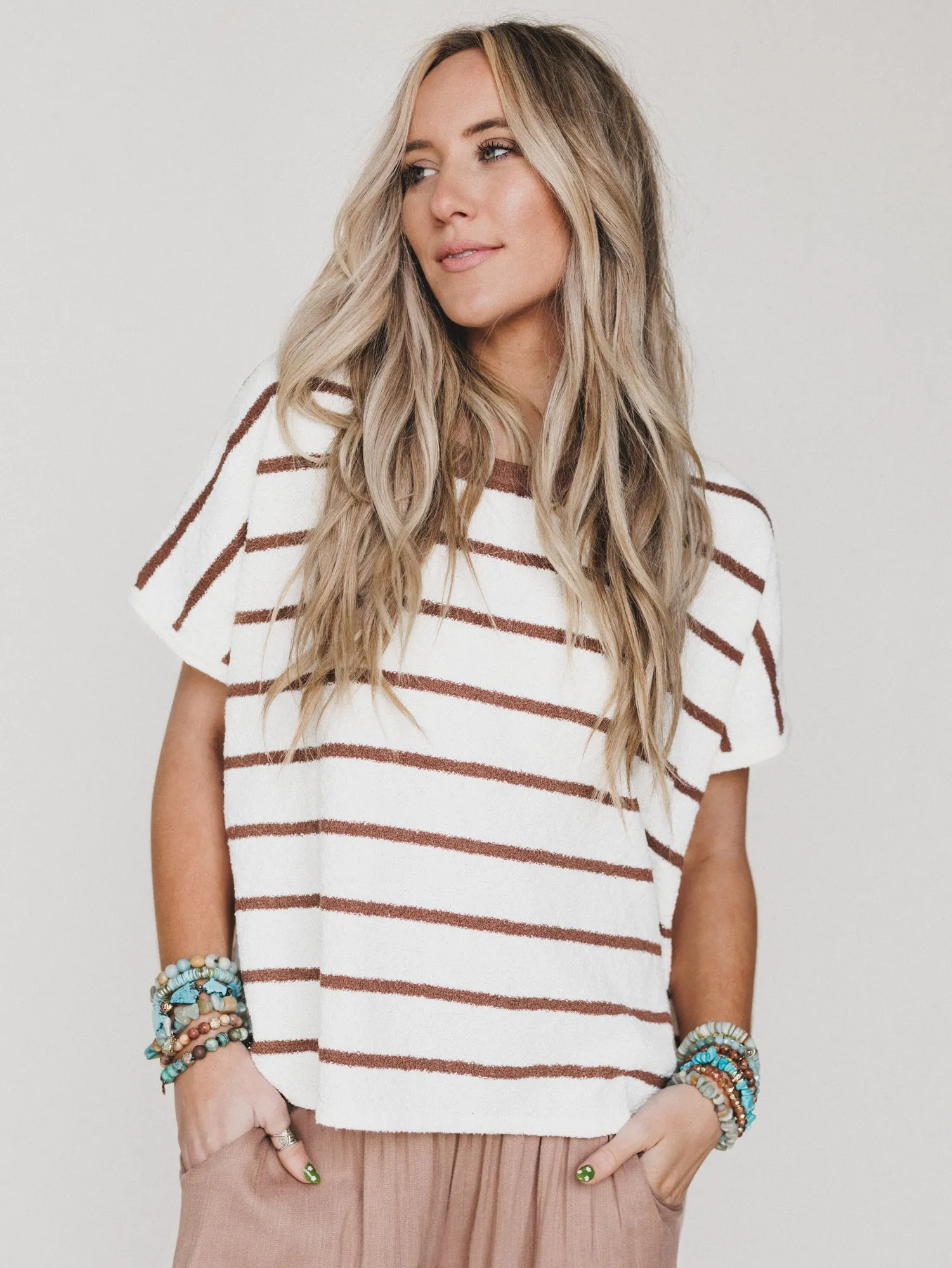 Driftwood Stripe Sweater Top - Brown sold by Three Bird Nest product image thumbnail 2