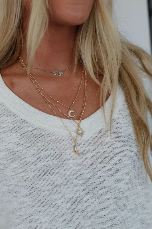 Moonbeam Layered Necklace - Gold made by Three Bird Nest