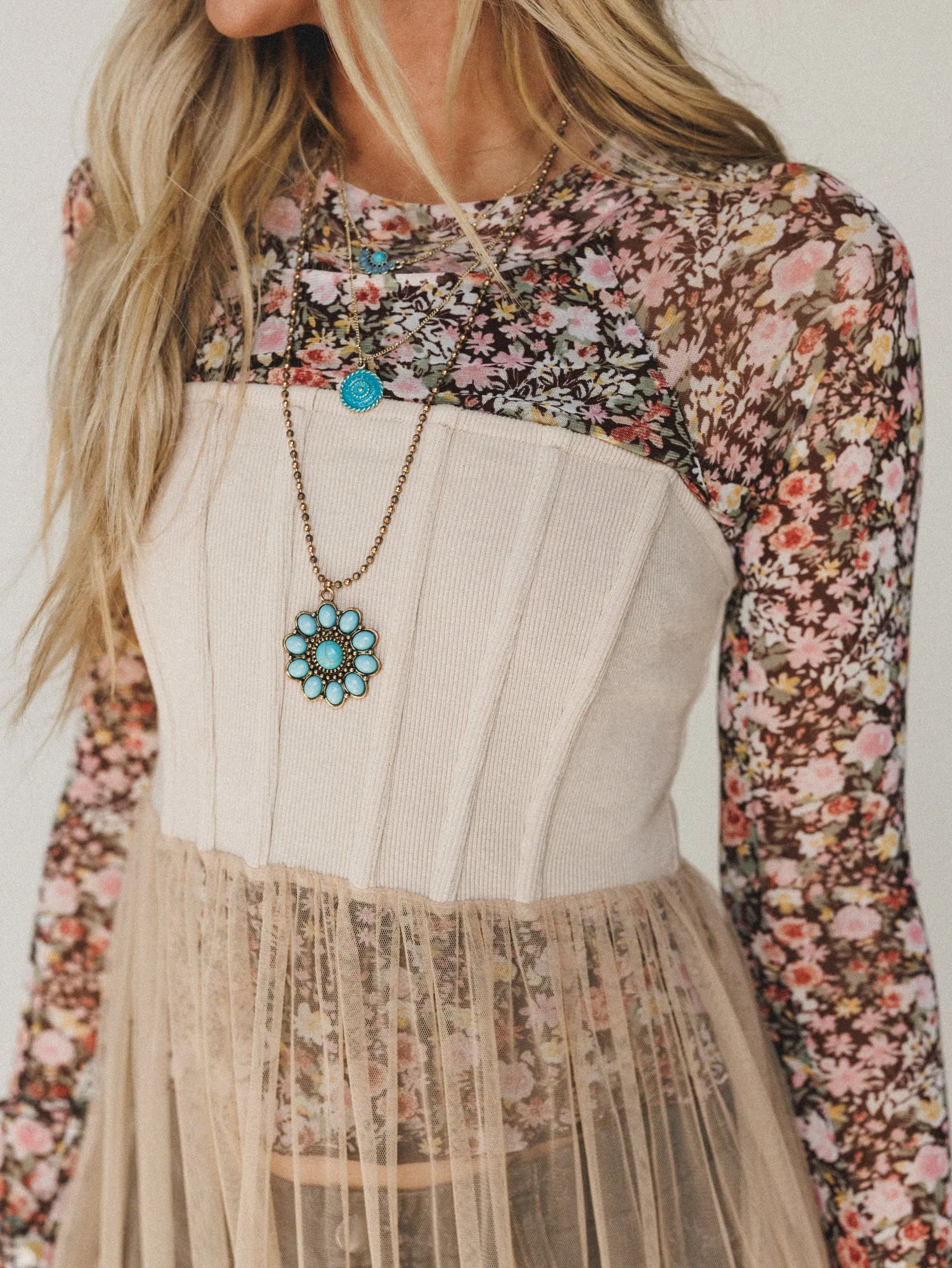 Blush Affair Tulle Maxi Dress - Sand sold by Three Bird Nest product image thumbnail 3