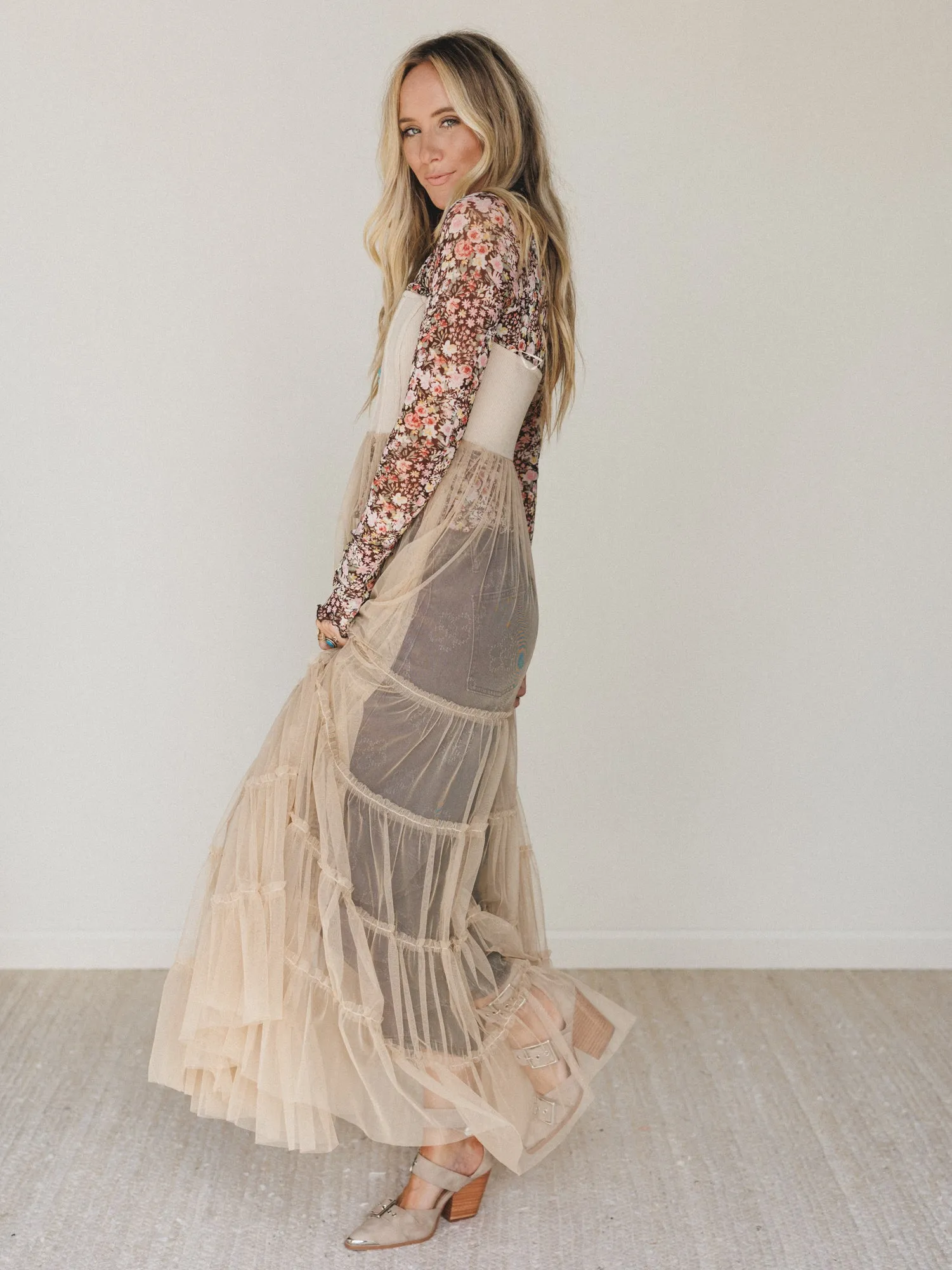 Blush Affair Tulle Maxi Dress - Sand sold by Three Bird Nest product image thumbnail 5