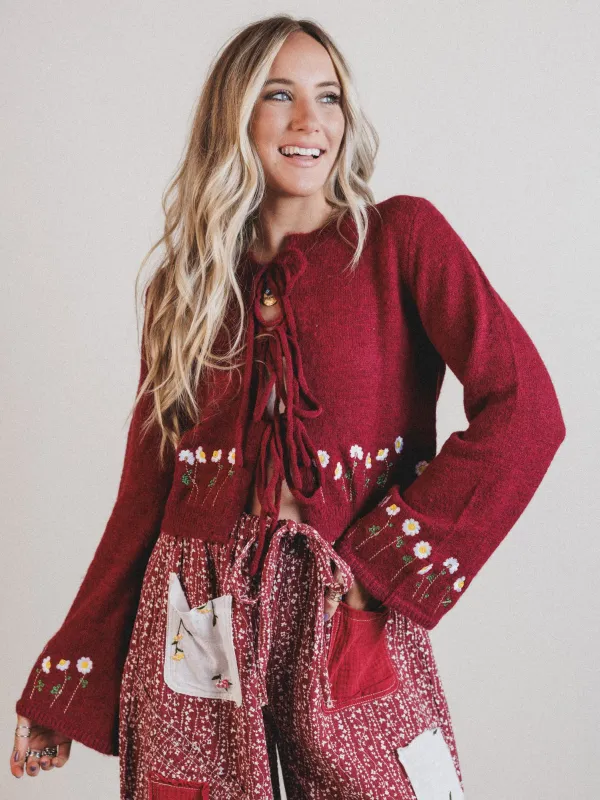 Rosy Posy Sweater  - Burgundy made by En Creme