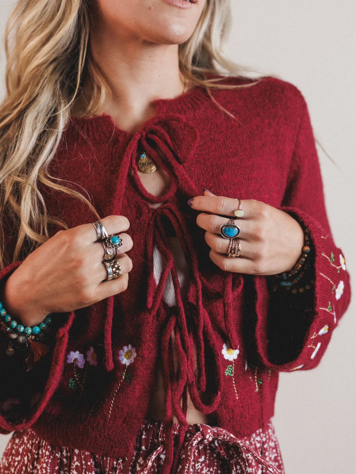 Rosy Posy Sweater - Burgundy sold by Three Bird Nest product image thumbnail 2