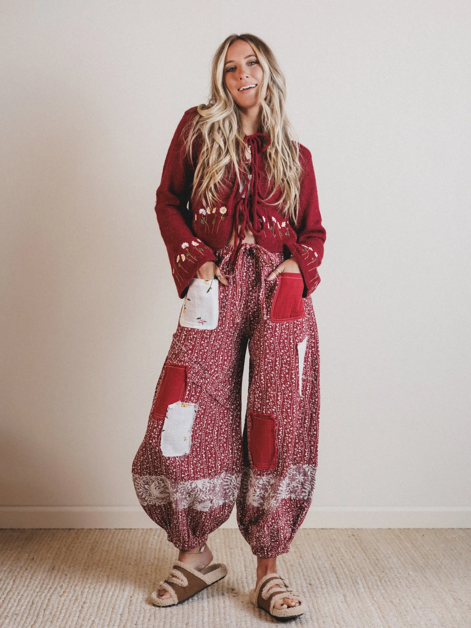 Rosy Posy Sweater - Burgundy sold by Three Bird Nest product image thumbnail 5