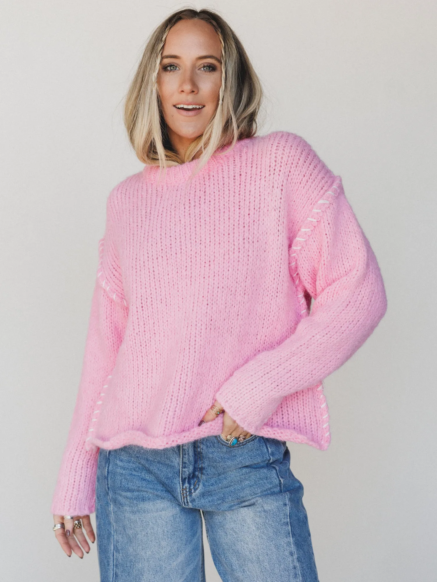Rosy Days Sweater - Pink sold by Three Bird Nest