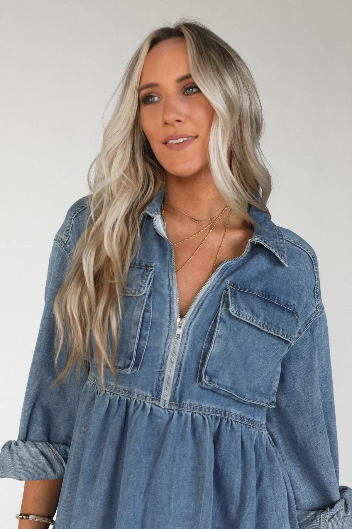 Wild Willow Denim Maxi Dress - Light Denim sold by Three Bird Nest product image thumbnail 2
