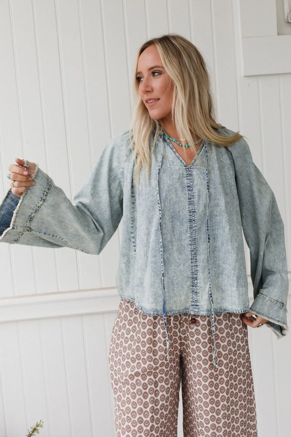 Driftwood Ease Top - Light Wash sold by Three Bird Nest product image thumbnail 2