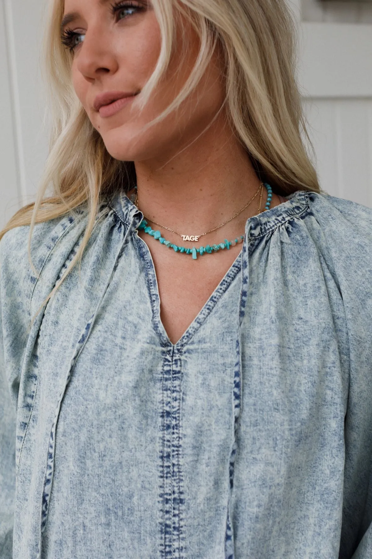 Driftwood Ease Top - Light Wash sold by Three Bird Nest product image thumbnail 3