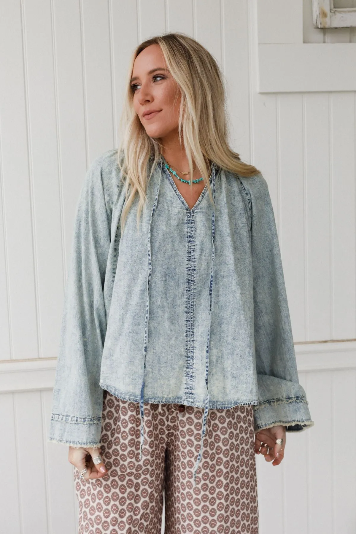 Driftwood Ease Top - Light Wash sold by Three Bird Nest product image thumbnail 4