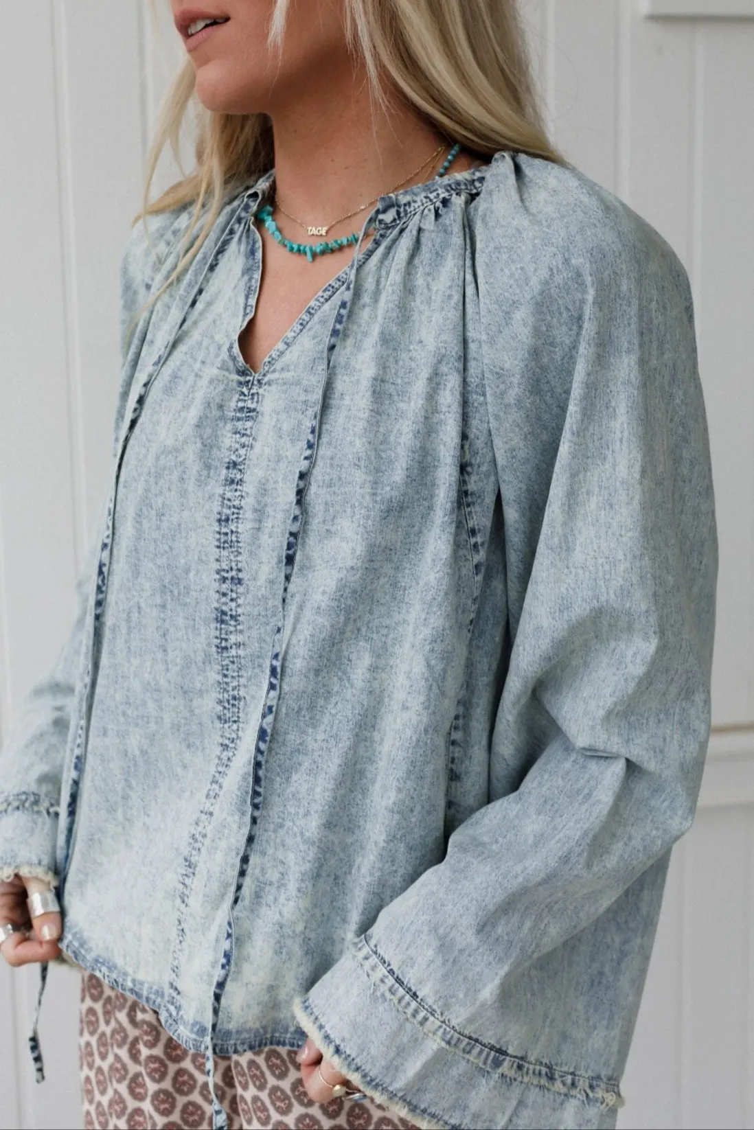 Driftwood Ease Top - Light Wash sold by Three Bird Nest product image thumbnail 5