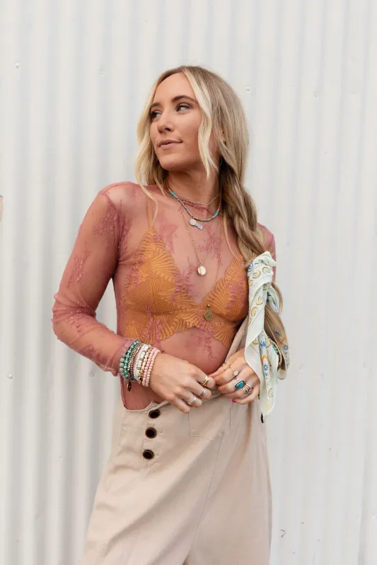 Graceful Lace Top - Mauve made by easel